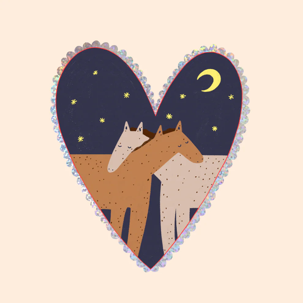 Hugging Horses Glitter Sticker