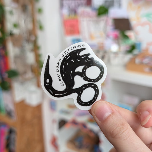 Blackwork Slow Down Stitching Sticker