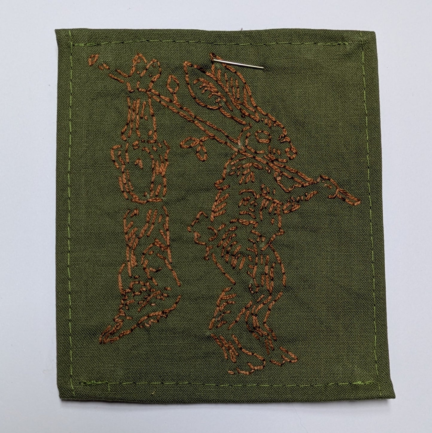 Hunting Rabbit Hand Embroidered Patch