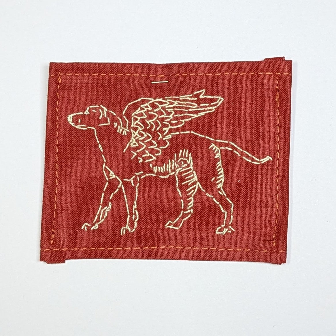 Winged Dog Hand Embroidered Patch