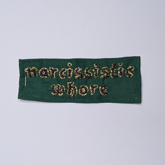 Narcissistic Whore Hand Beaded Patch