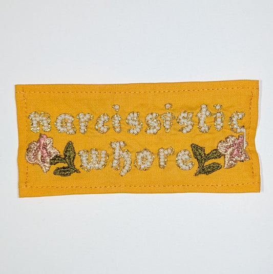 Narcissistic Whore Hand Beaded Patch